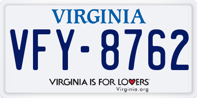 VA license plate VFY8762