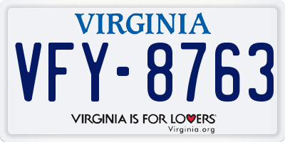 VA license plate VFY8763