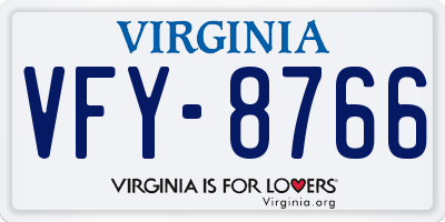 VA license plate VFY8766