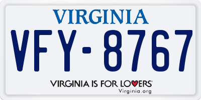 VA license plate VFY8767