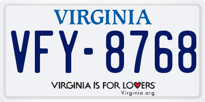 VA license plate VFY8768