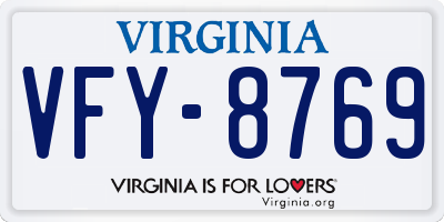 VA license plate VFY8769