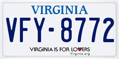 VA license plate VFY8772