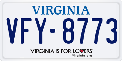 VA license plate VFY8773