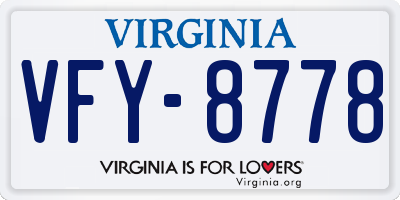VA license plate VFY8778