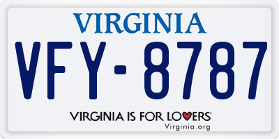 VA license plate VFY8787