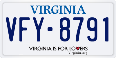VA license plate VFY8791