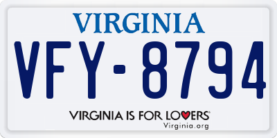 VA license plate VFY8794