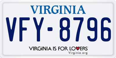 VA license plate VFY8796