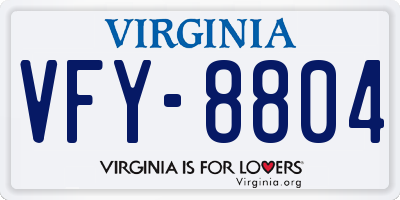 VA license plate VFY8804