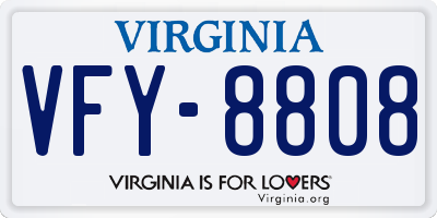 VA license plate VFY8808