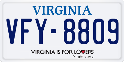 VA license plate VFY8809