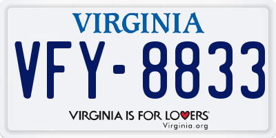 VA license plate VFY8833