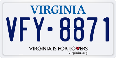 VA license plate VFY8871