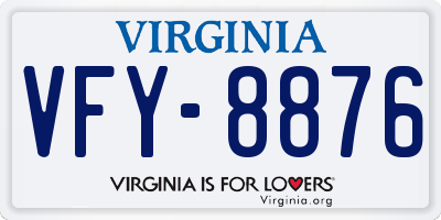 VA license plate VFY8876