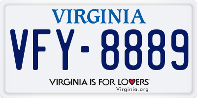 VA license plate VFY8889