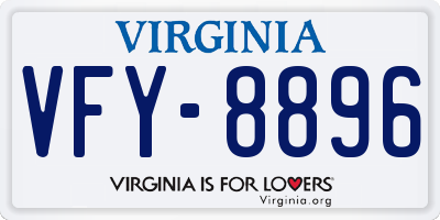 VA license plate VFY8896