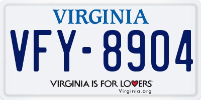 VA license plate VFY8904