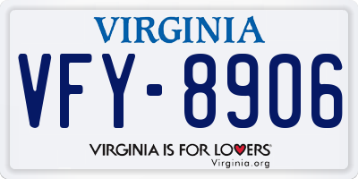 VA license plate VFY8906