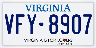 VA license plate VFY8907