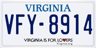 VA license plate VFY8914