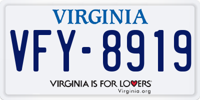 VA license plate VFY8919