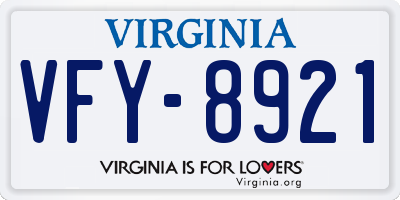 VA license plate VFY8921