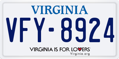 VA license plate VFY8924