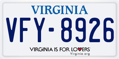 VA license plate VFY8926