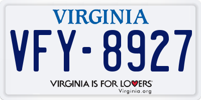 VA license plate VFY8927