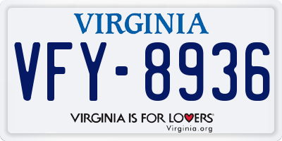 VA license plate VFY8936