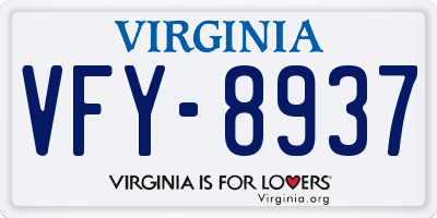 VA license plate VFY8937