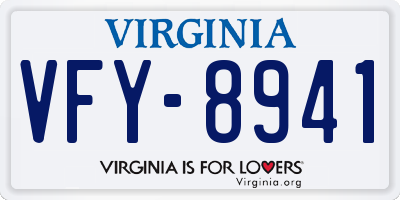VA license plate VFY8941