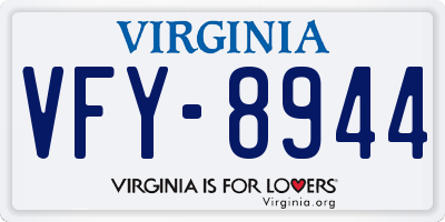 VA license plate VFY8944