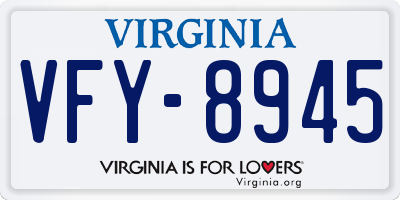 VA license plate VFY8945