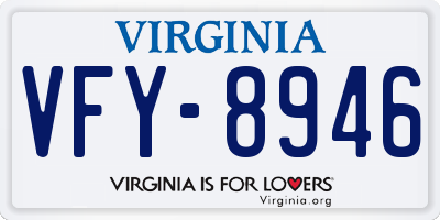 VA license plate VFY8946