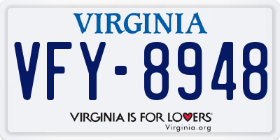 VA license plate VFY8948