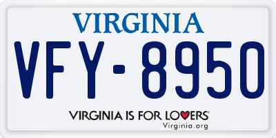 VA license plate VFY8950