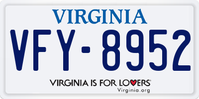 VA license plate VFY8952