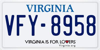 VA license plate VFY8958