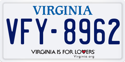 VA license plate VFY8962