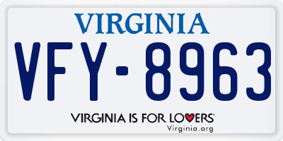 VA license plate VFY8963