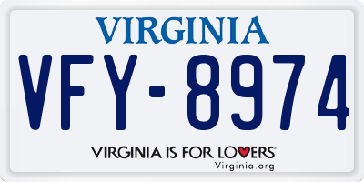VA license plate VFY8974