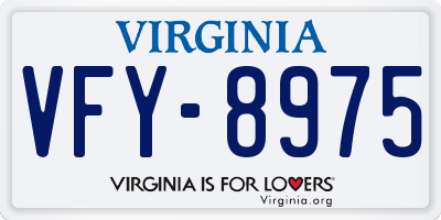 VA license plate VFY8975