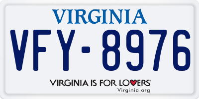 VA license plate VFY8976