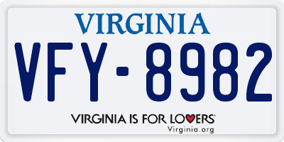 VA license plate VFY8982