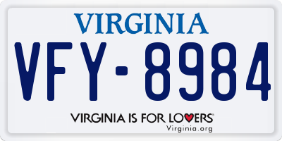VA license plate VFY8984