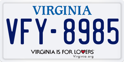 VA license plate VFY8985