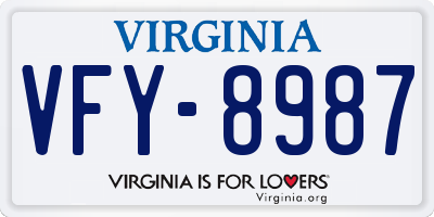 VA license plate VFY8987