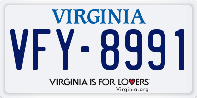 VA license plate VFY8991